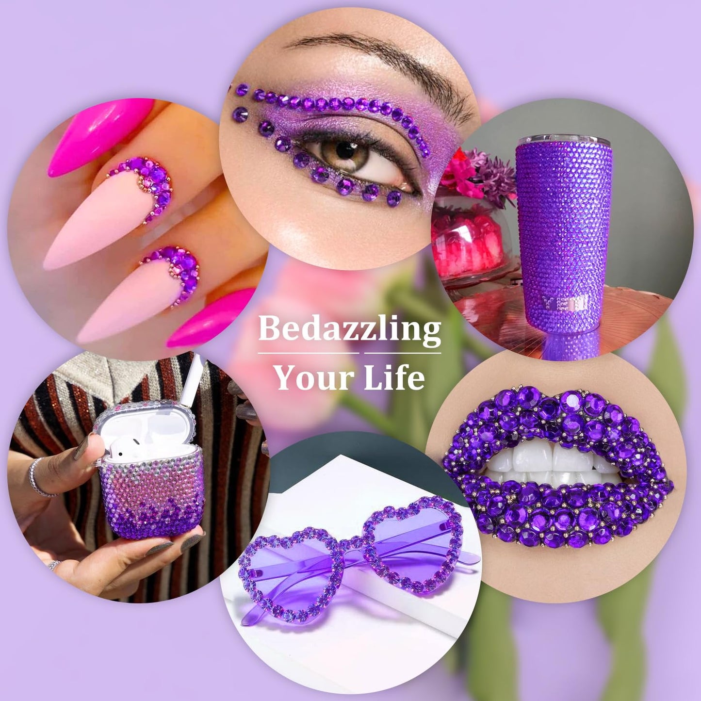 Resin Rhinestones for Crafting, 1 Box Blue Purple Flatback Crystals for Bedazzling Crafts DIY Nail Art Decoration, Non Hotfix Bulk Gems for Tumbler Shoes Clothing Fabric Face Makeup
