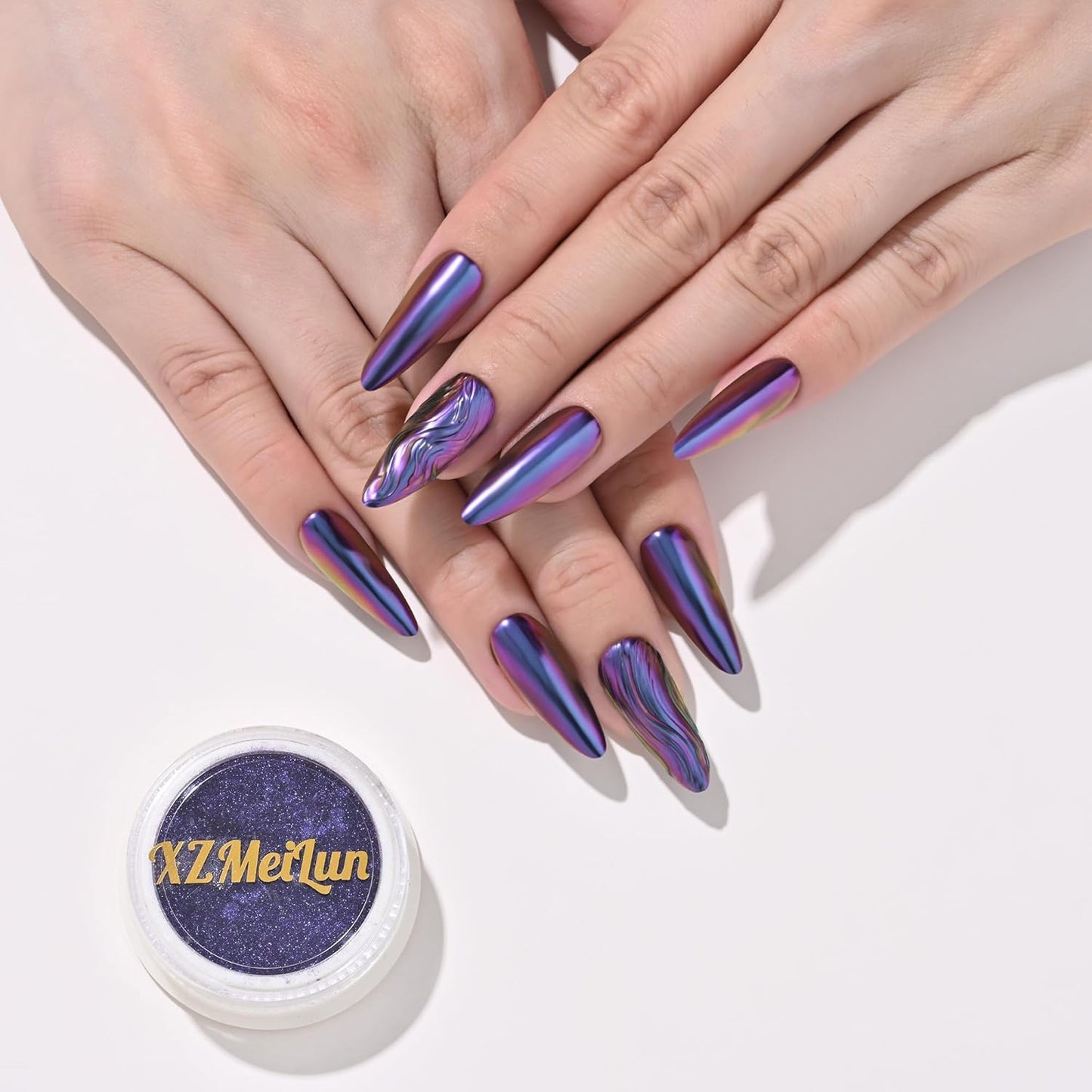 Chameleon Chrome Nail Powder, Big-Capacity 0.8g Aurora Purple Turns Red Mermaid Aurora Powder Pigment Pearlescent Nail Art Glitter Decoration, Can Mixed with Builder Gel Nail Polish for Use