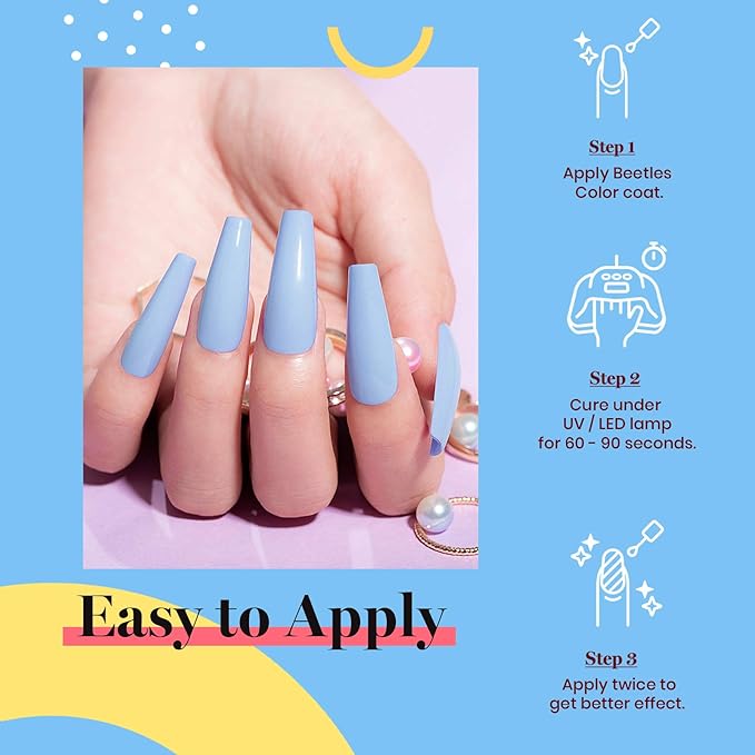 beetles Blue Gel Polish 15ml Light Blue Nail Gel Soak Off Uv LED Nail Lamp Gel Polish Nail Art Manicure Salon DIY Home Solid Gel 0.5Oz Diy home Gift for Women