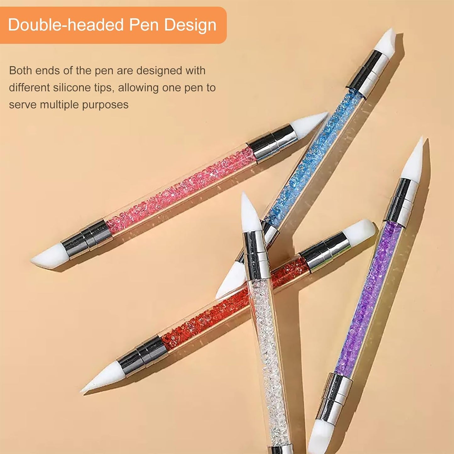 5pcs Nail Sculpture Pen Dual Tipped Nail Art Sculpture Pen, Nail Art Tools for Home Salon for Design Nail Carving Drawing Shaping Effect DIY Gel Manicure Tools (PINK)