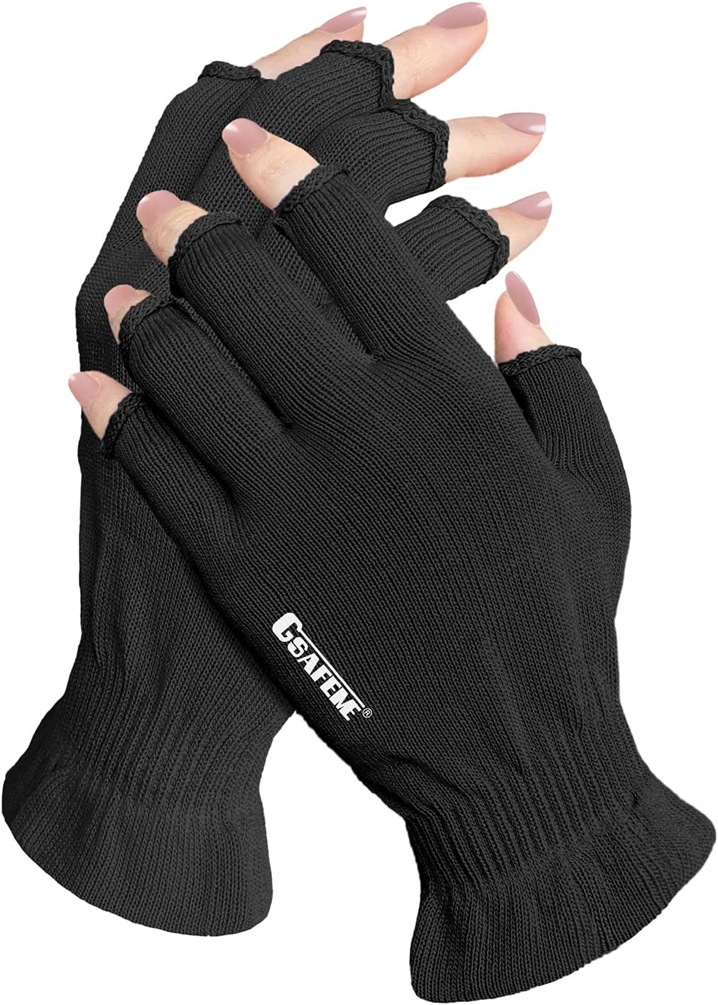 GSAFEME Cotton Gloves Eczema - Fingerless Touchscreen Moisturizing Gloves for Dry Hand Sleeping - Cotton Gloves for Men and Women, Black S/M 1 Pair