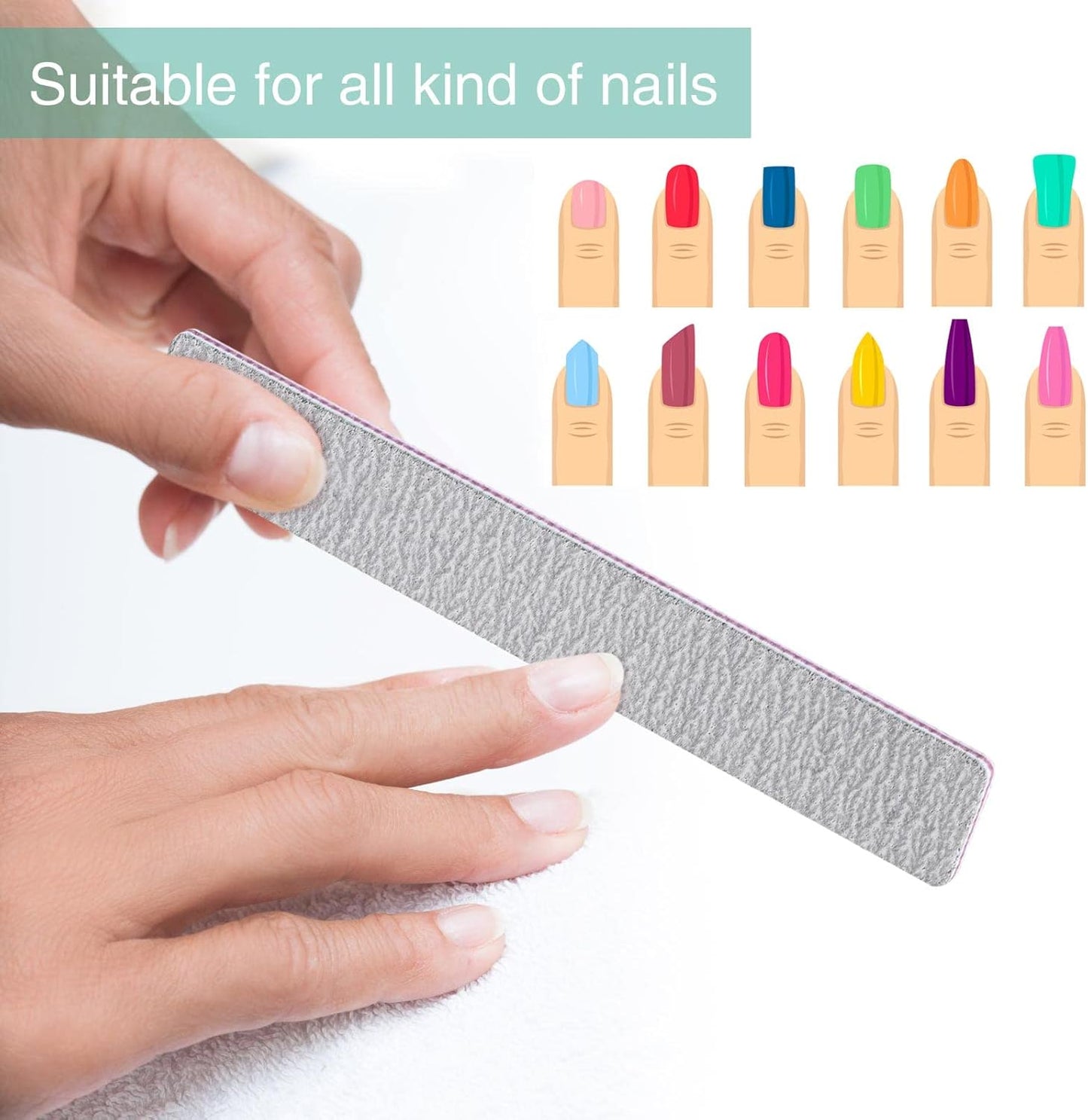 50 Pcs Nail Files for Acrylic Nails 80/120 Grit Double Sides Emery Boards Professional Nail Buffering Files