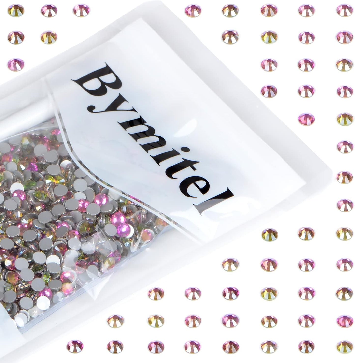 2880PCS Art Nail Rhinestones Non Hotfix Glue Fix Round Crystals Glass Flatback for DIY Jewelry Making with one Picking Pen (ss4 2880pcs, Golden Rose)