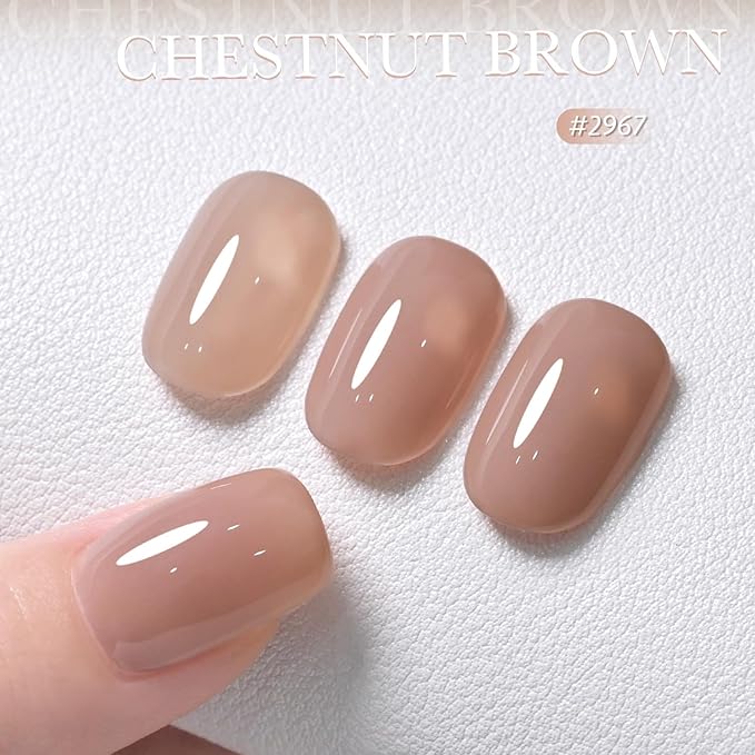 GAOY Jelly Brown Gel Nail Polish Set, 6 Transparent Colors Sheer Tortoise Fall Soak Off UV Light Cure Gel Polish Kit for Salon and Nail Art DIY at Home