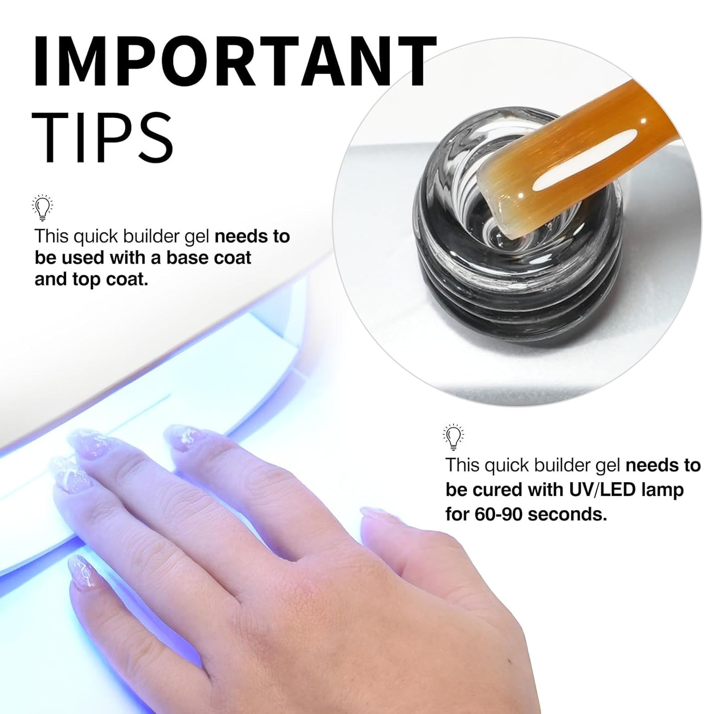 CANNI Quick Builder Nail Gel for Nails – 9ML Clear Soak-Off Nail Strengthening Gel for Apex Building DIY UV LED Manicure