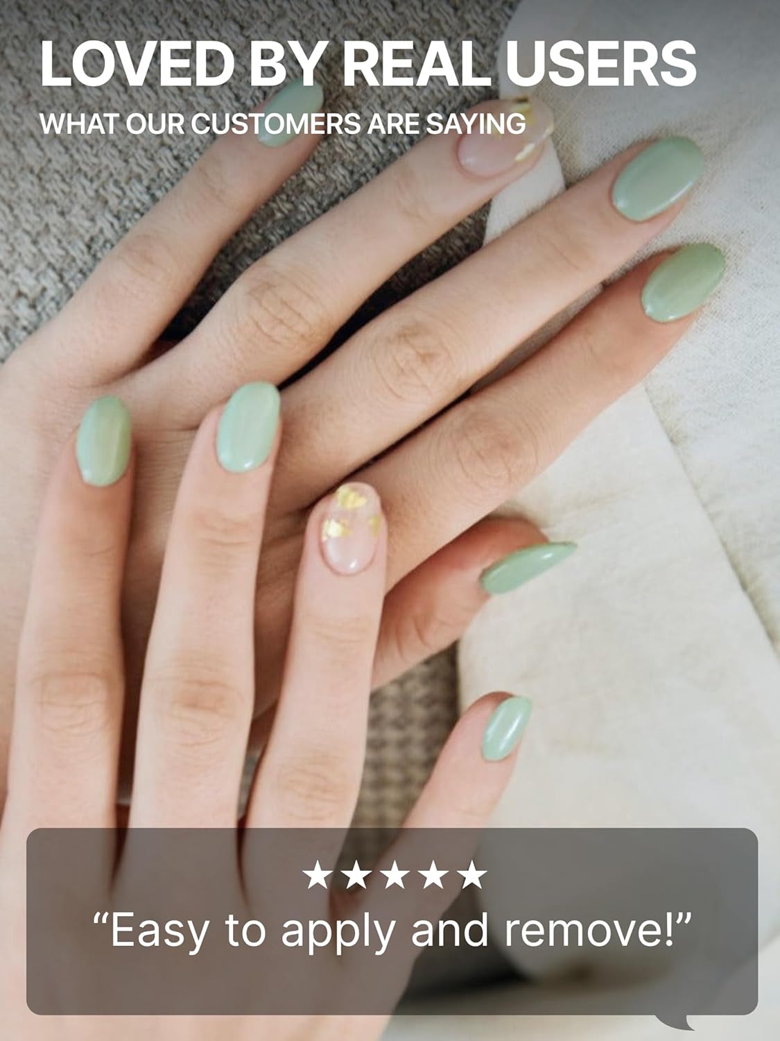 UUUUUU Semi Cured Gel Nail Strips | Salon-Quality | UV Free Gel Nail Wraps for Women | Easy Peel&Stick | Long-Lasting up to 14 Days | 28 Strips Set+File & Wipes | Gift-Ready (Green Gold Latte)