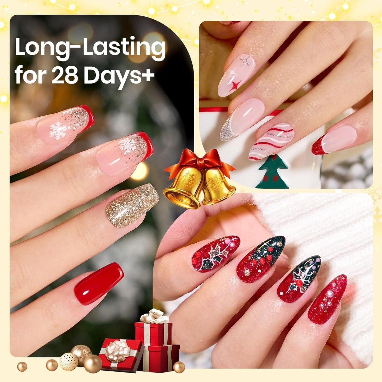 Beetles 9 In 1 Gel Nail Glue Kit, 2Pcs 15ml Long Lasting UV Nail Glue for Acrylic Nail Tips, Super Strong Brush for Base Coat, Christmas Gift for Women, UV LED Light Required