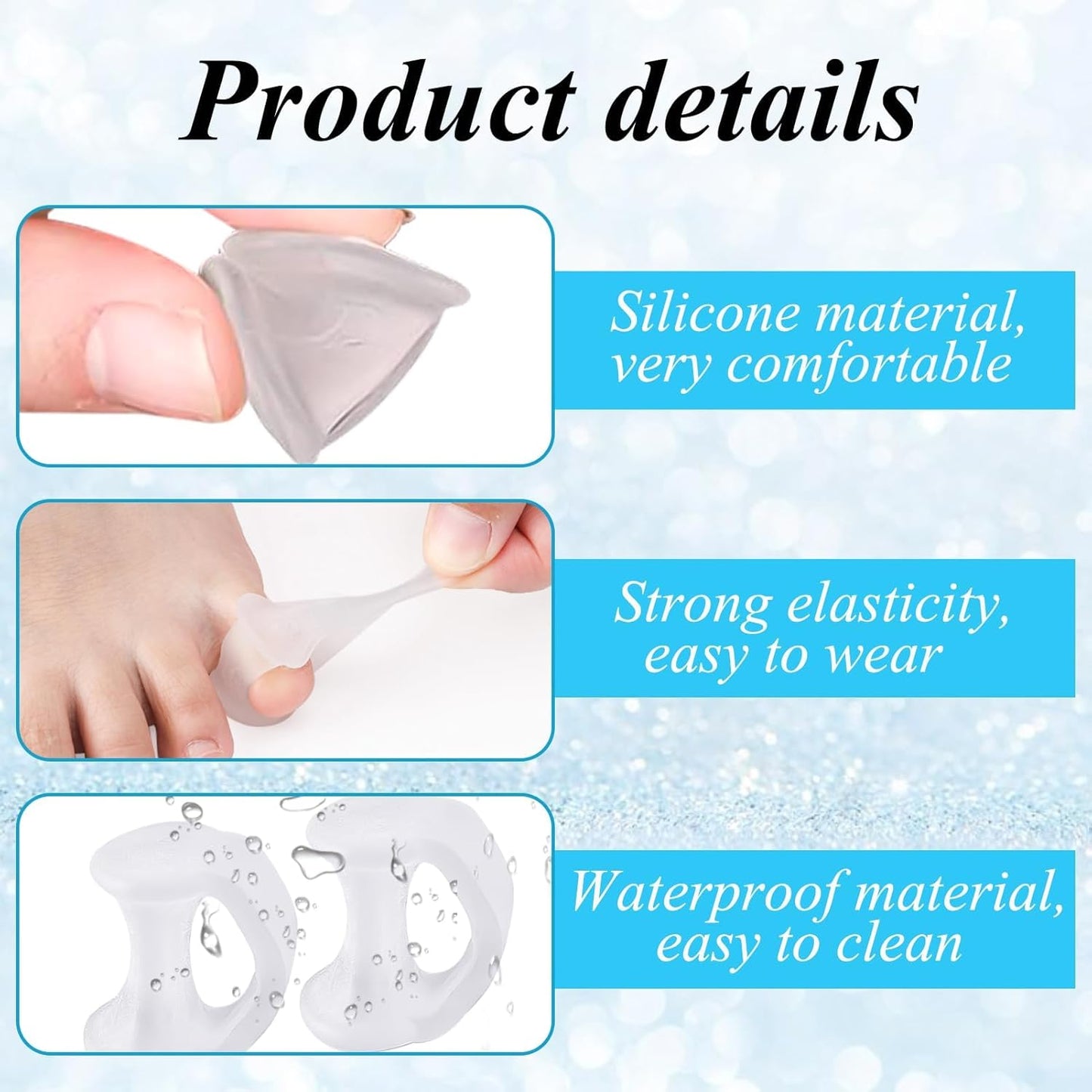 Gel Toe Separator, Pinky Toe Spacers, Little Toe Cushions Straightener Bunion Corrector for Preventing Rubbing & Relieving Pressure, Pain Relief from Overlapping Toes (White-10pcs)