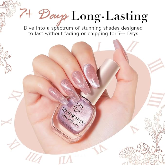 AZUREBEAUTY Cat Eye Nail Polish Set Magnetic Quick Dry Nude 2 Colors Nail Lacquer Natural Kit DIY Salon at Home Women Gifts 2Pcs 0.34 fl oz