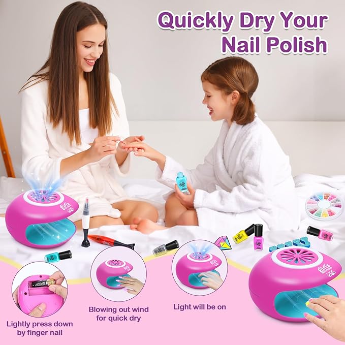 Kids Nail Polish Set for Girls - Girl Toys 8-10 - Nail Art Kit for Kids Ages 7-12, Non toxic Nail Polish Kids Nail Kit Girl Stuff for Spa Manicures, Idea Birthday Gift for Girls 8 9 10 12