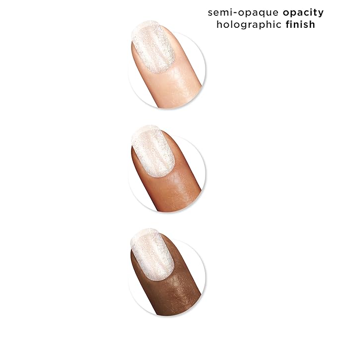 Sally Hansen Insta-Dri Holo-Glow Nail Polish | Quick Dry, Long Lasting, Streak-Free Shine | Semi-Opaque, Shimmer | 101 Shine Bright | Holographic Light Grey Nail Color
