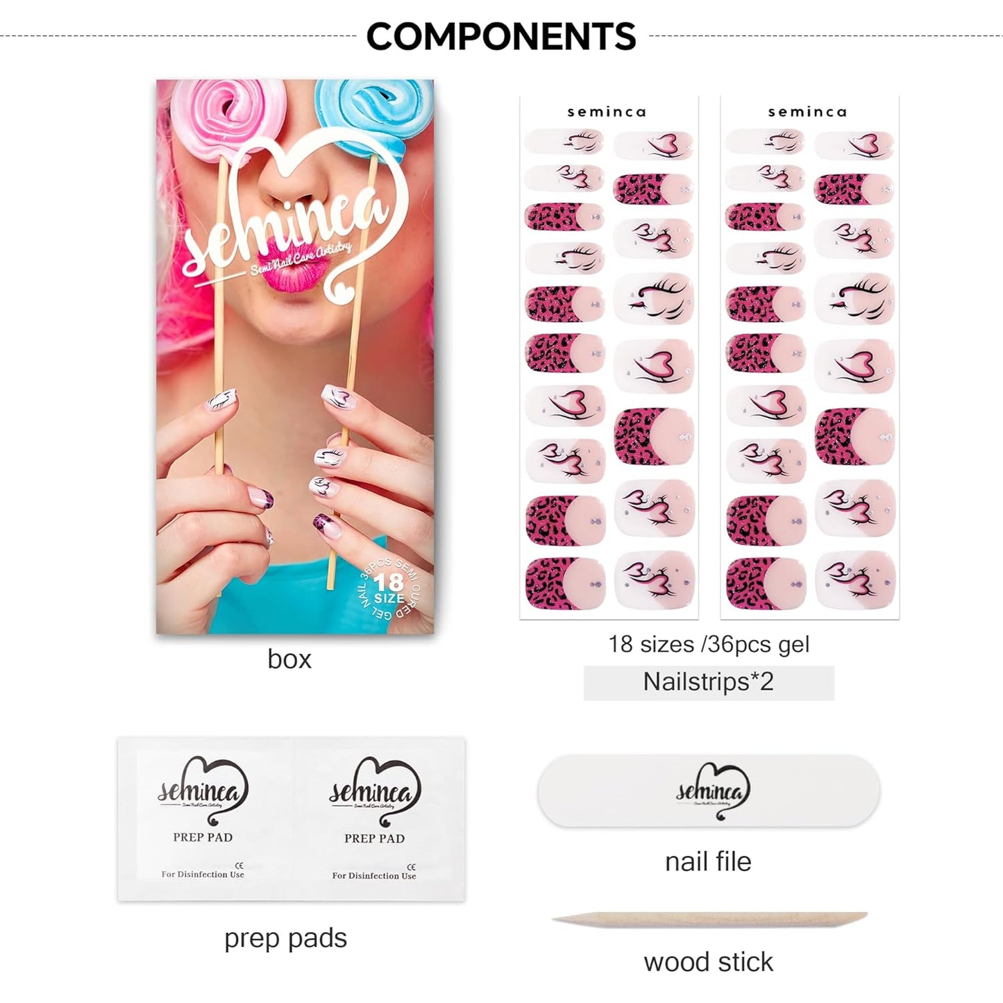 Semi Cured Gel Nail Strips-Salon Quality Semi-Cured Gel Press On Nails Stickers Strengthening Quick DIY Nail Art Manicure Kits for Women at Home(Disco Leopard)