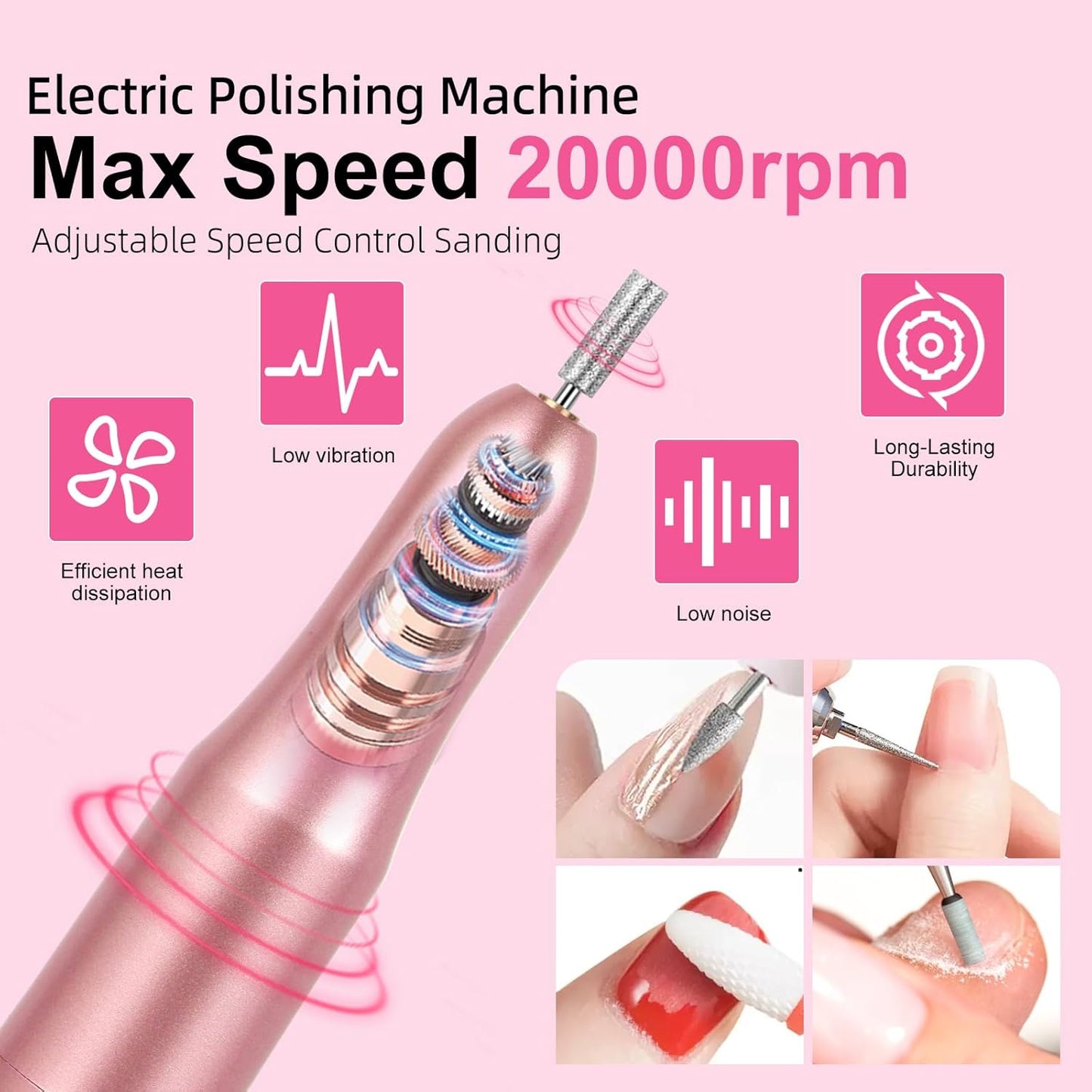 Acrylic Nail Art Kit-Nail Art Manicure Set Acrylic Powder Brush Glitter File French Tips U V Lamp Nail Art Decoration Tools Nail Drill kit for beginners with everything at home (White)