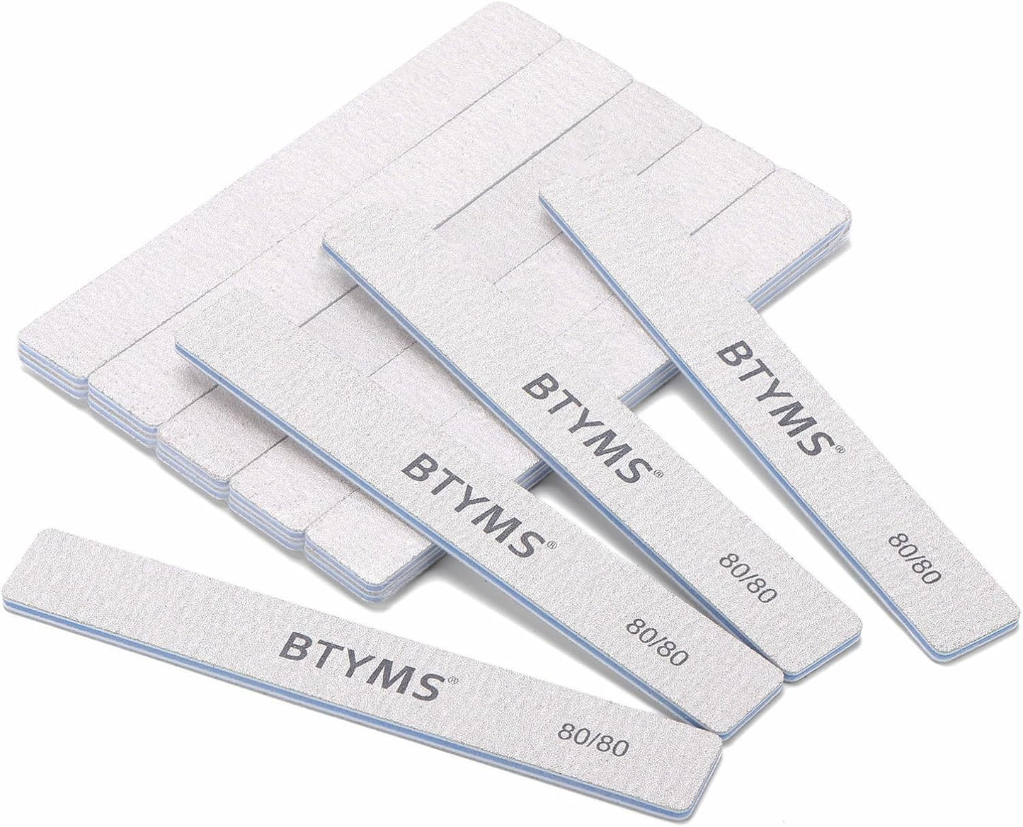 15 Count 80/80 Grit Nail Files for Acrylic Nails, Reusable Buffering Files Double Sided Emery Boards for Nails
