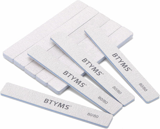 15 Count 80/80 Grit Nail Files for Acrylic Nails, Reusable Buffering Files Double Sided Emery Boards for Nails