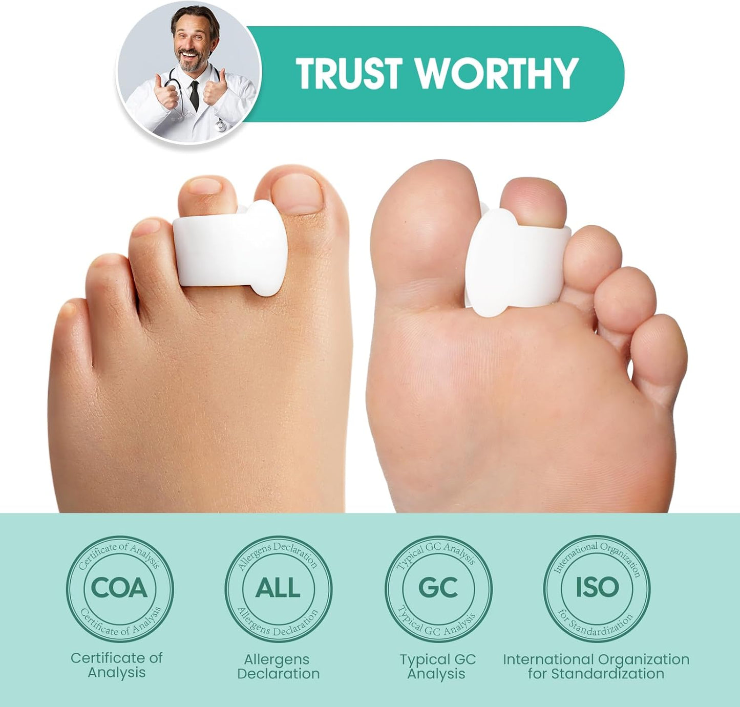 Welnove Toe Separator for Overlapping Toes - 12 PackToe Spacers for Bunions - Toe Corrector for Hammer Toes, Realign Crooked Toes - Preventing Rubbing Relieve Pressure (Small, White)