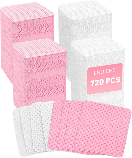 720Pcs Lint Free Nail Wipes, Nail Supplies Nail Polish Wipe, Pads Gel Nails No Lint Naile Glue Wipes Super Absorbent Soft Non-Woven for Fingernail Polish Remover Eyelash Extensions Nail Art
