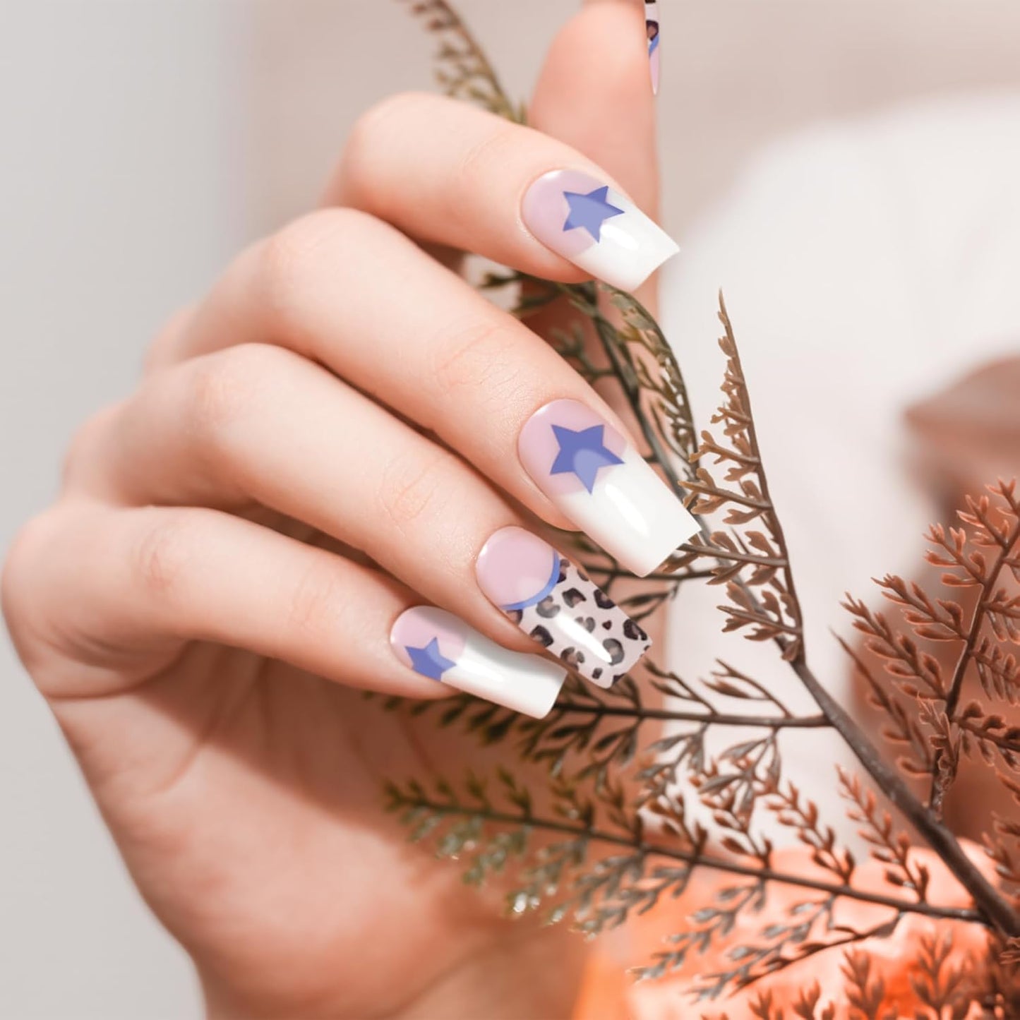 Semi Cured Gel Nail Strips-Salon Quality Semi-Cured Gel Press On Nails Stickers Strengthening Quick DIY Nail Art Manicure Kits for Women at Home(Jungle Constellation)