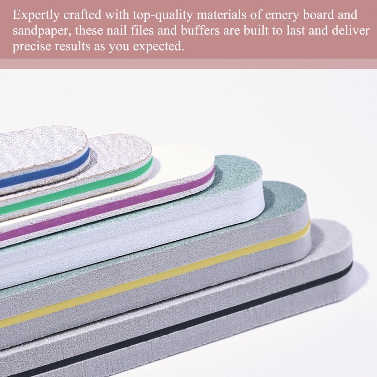 6pcs Nail File Nail Buffers for Natural Nails, Emery Boards for Nails, Nail Buffer and Shine Kit Nail Filer, Nail Buffer Block 100/180 Grit Nail Files Fingernail Files