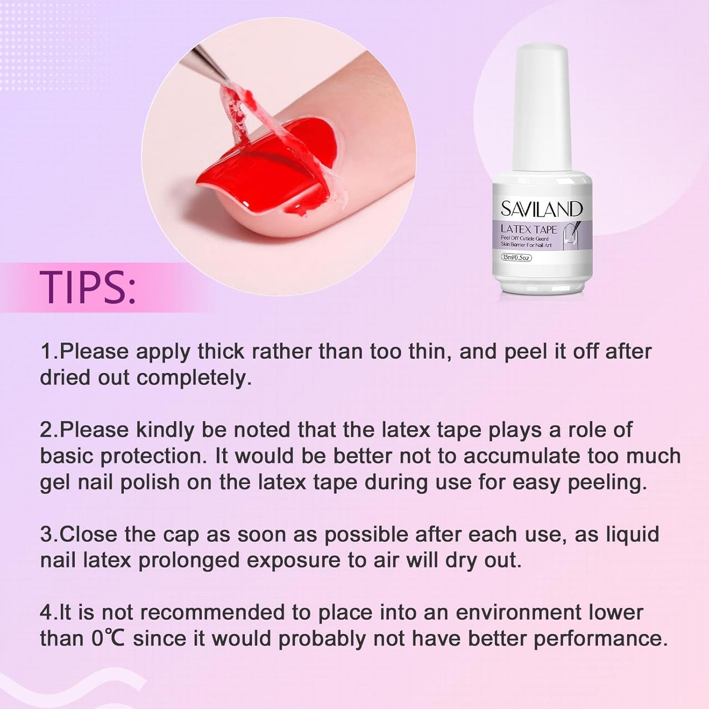 SAVILAND Gel Polish Liquid Latex for Nails: 15ML Nail Latex Peel Off Nail Polish Barrier Cuticle Guard Protector for Airbrush Nail Art Liquid Latex with Tweezers Home DIY Nail Art Salon for Women
