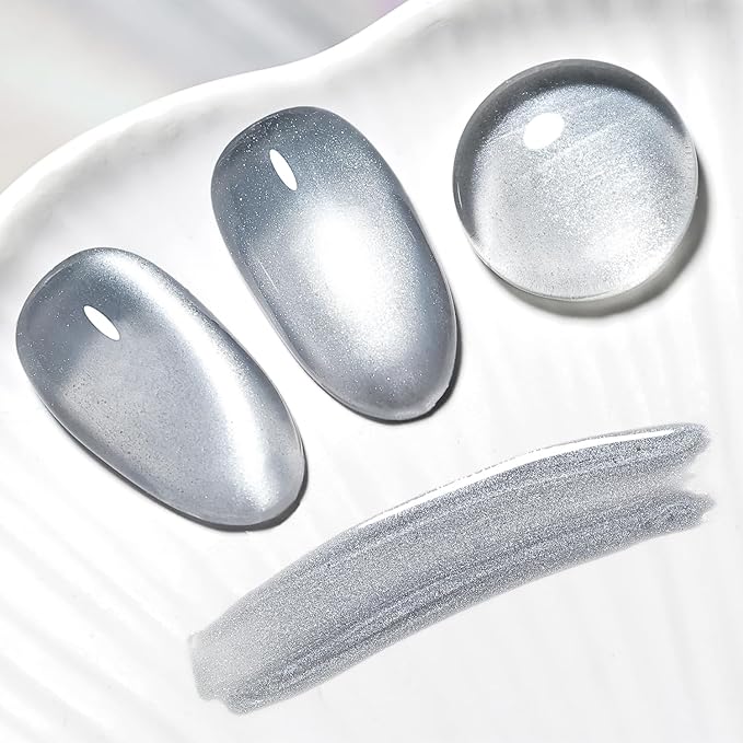 JODSONE 16.5ml Cat Eye Gel Nail Polish Silver Glitter Magnetic Reflective Translucent Need U V Curing