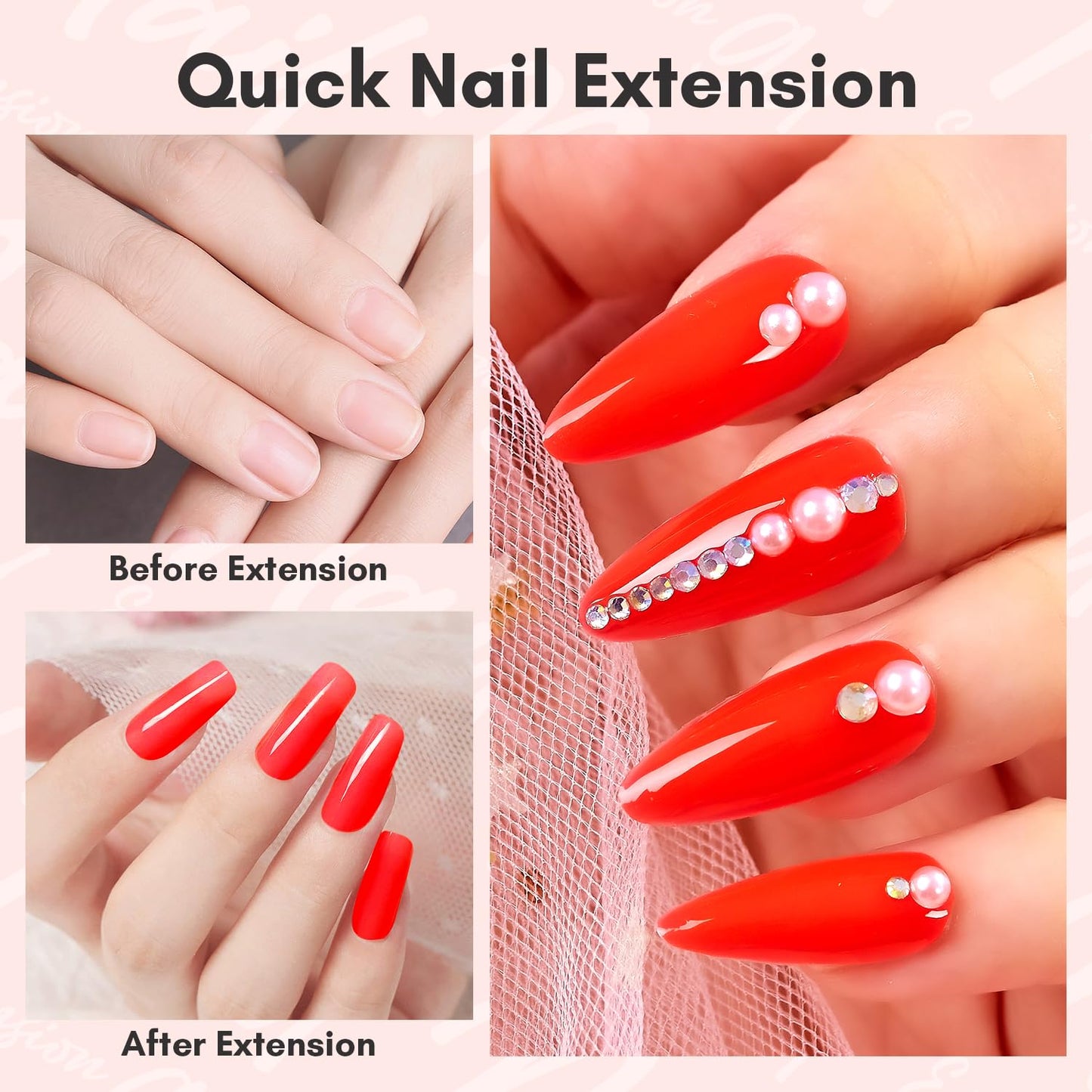 Makartt Poly Nail Gel 50ML Large Capacity, Red, Strong Builder for Extension Strengthener 3D Diy, Resistent Hard Gels for Nails, Multifunctional Manicure Supplies Home Salon-Crimson Cherry