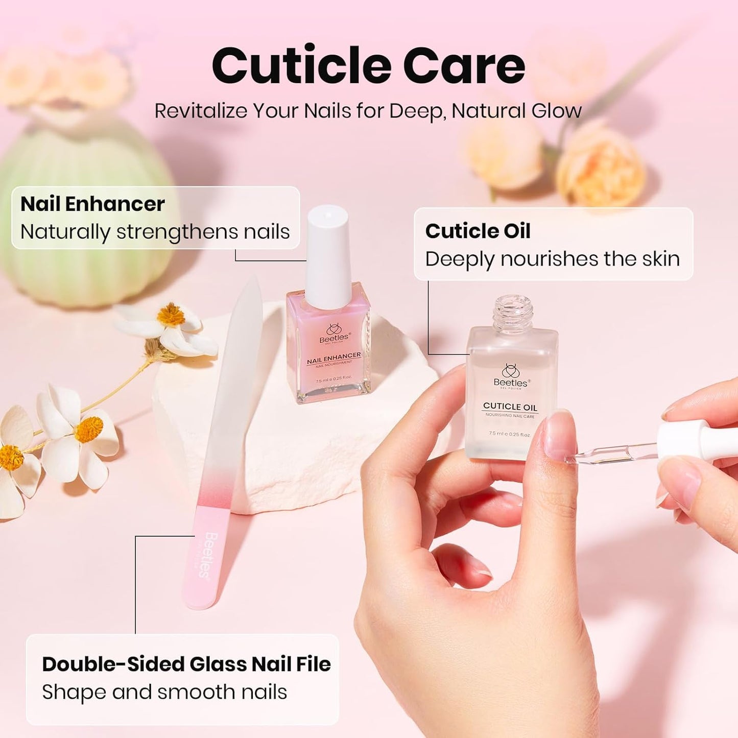 Beetles Gel Polish Remover Kit Nail Care Kit Nail Prep Set Cuticle Oil Cuticle Remover Nails Strengthener 14pcs Manicure Tools Glass Files Removal Foil Wraps Cuticles Trimmer Pushers Gift for Women