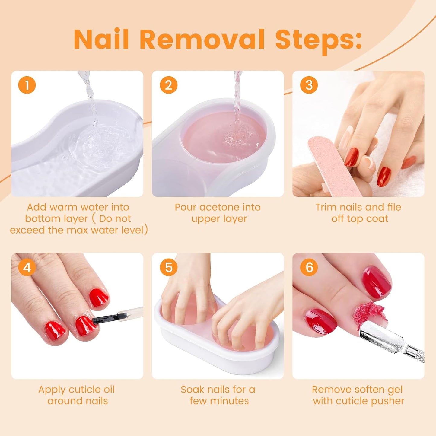 Quaferen Dual Nail Soaking Bowl: 3nd Generation 2-in-1 Manicure Bowl Acetone Proof for Women, Time-Saving Soak Off Gel Nail Polish Dip Powder Acrylic Removal Kit for Salon Home (Normal Size,White)
