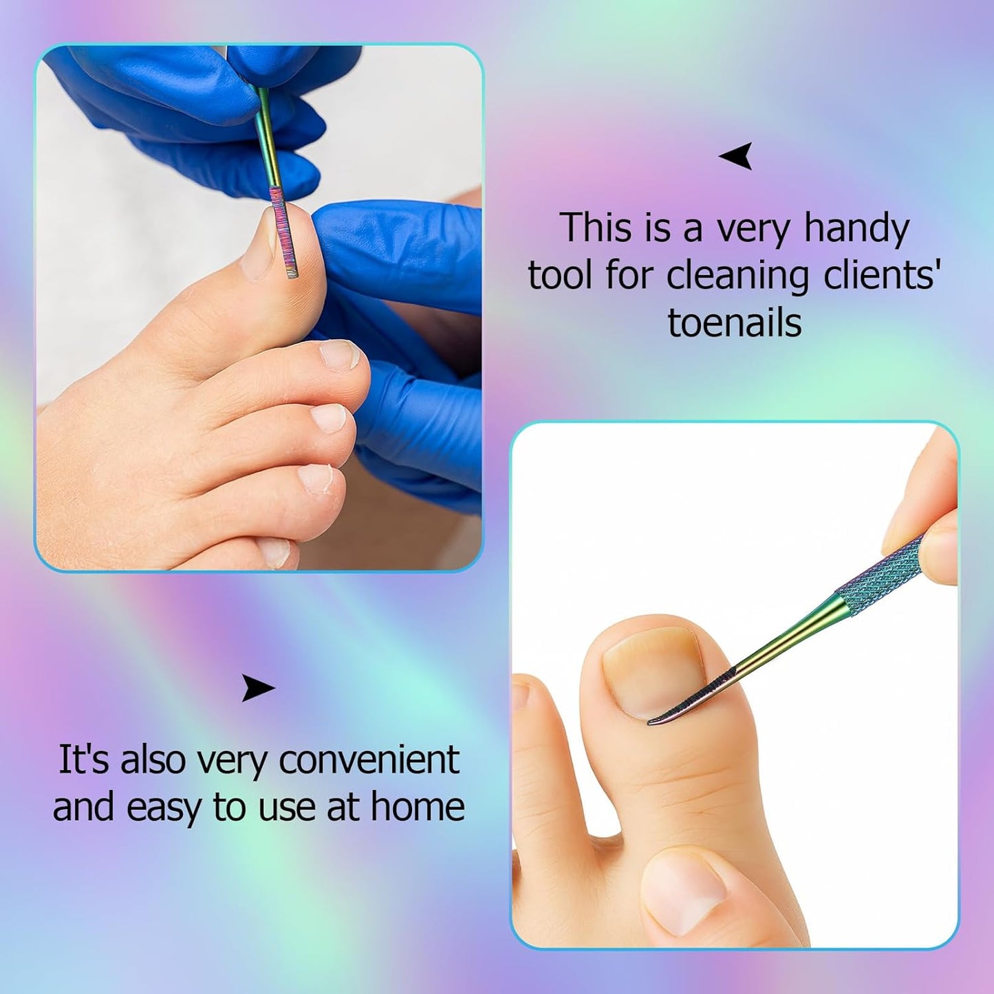 Mudder 6 Pack Ingrown Toenail Files Double Sided Toenail Lifters One Side Flat and One Side Curved Stainless Steel Manicure Treatment Removal Pedicure Tools for Feet Under Nail Cleaner (Rainbow)