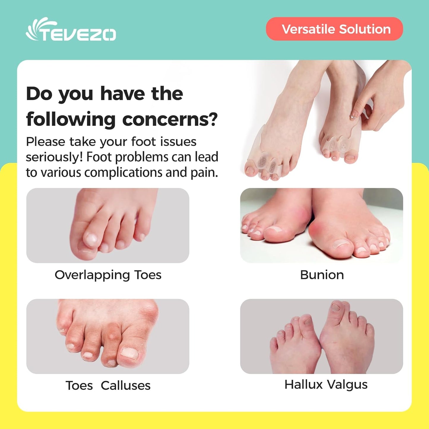 Toe Spacers & Bunion Corrector for Men&Women|Toe Separators,Corn Callus Removers|Hammer Toe Straightener|Bunion Relief|Overlapping Toes Separators|Corn Pads for Toes|1 Pair (Large)