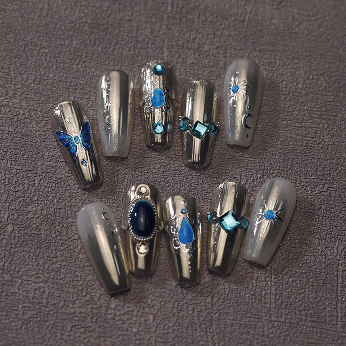 Butterfly Nail Art Stickers Decals Blue Butterfly Nail Decals 5D Embossed Nail Art Supplies Butterflies Star Moon Nail Stickers Shiny Nail Accessories for Women Girls Spring Summer Nail Art Decoration