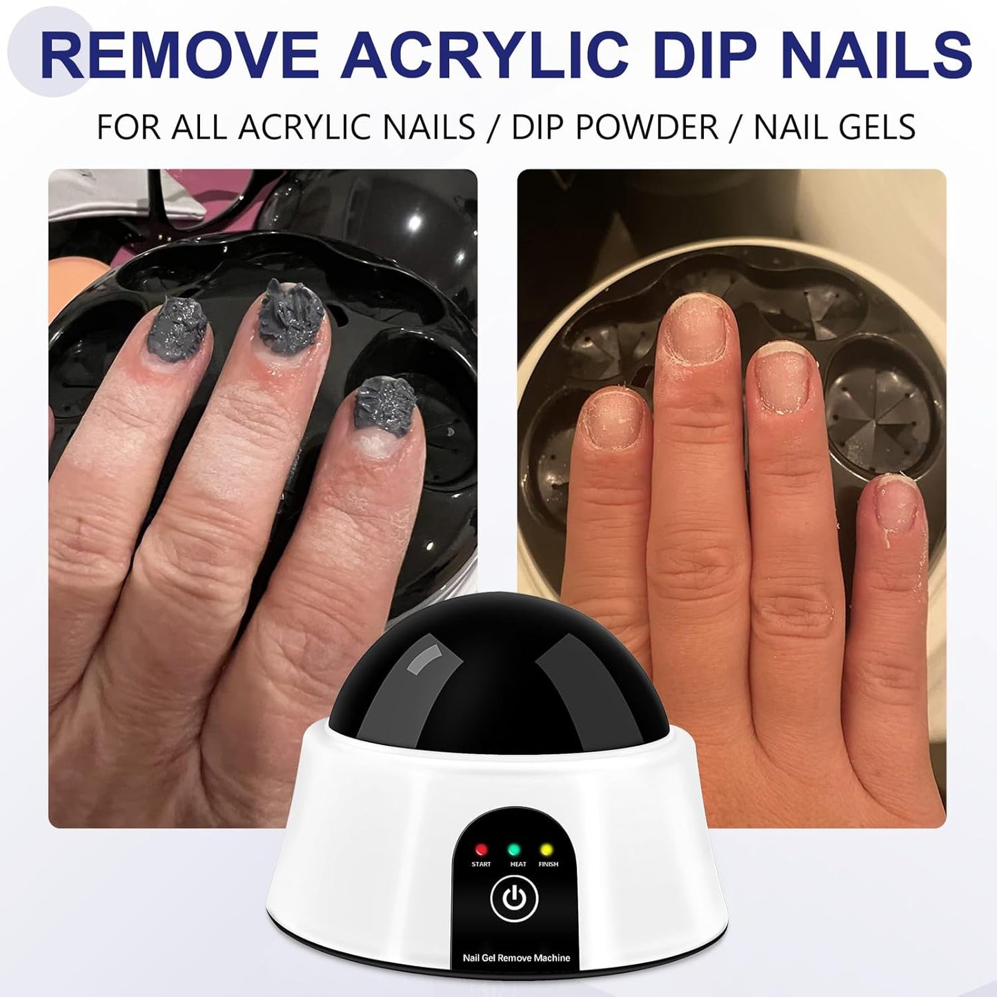 Soak off Bowl, Electric Nail Soaking Bowl for Acrylic Nails Gel Polish Remover, with Stainless Steel Silver Cuticle Pusher