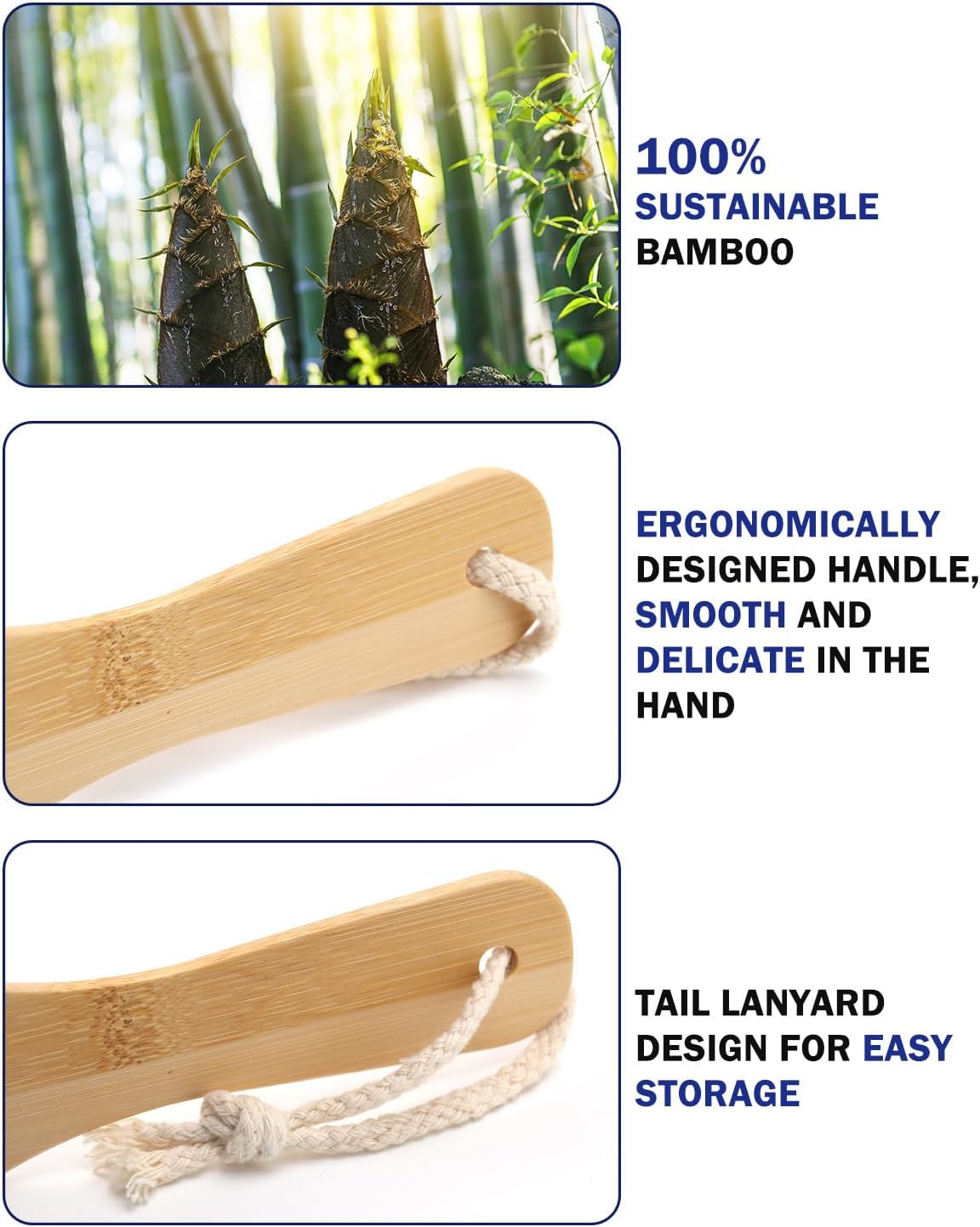 BEZOX Foot File Callus Remover with Bamboo Handle(1 PCS), Double-Sided Portable Foot Sander, Professional Pedicure Heel Scrubber for Smooth and Beautiful Feet - Blue