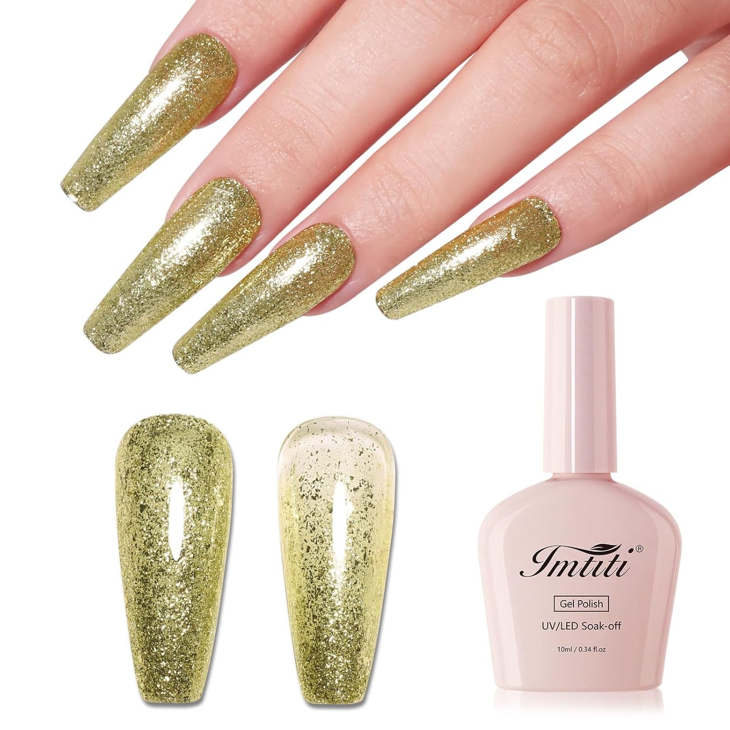 Imtiti 10ml Green Yellow Glitter Gel Nail Polish Long Lasting Soak Off UV Led Christmas Gel Polish Salon DIY at Home Gift for Women 1Pcs