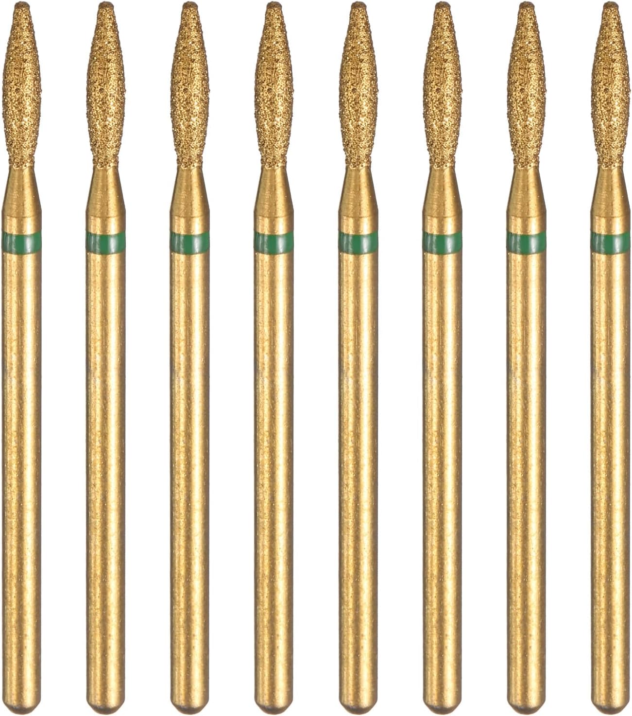 HARFINGTON 8pcs 100-120 Grits Diamond Grinding Bit 2.2mm Oval Head 2.35mm Shank 9mm Length Titanium Plated Stone Sanding Drill Bits Rotary Tool for Nails Grinding Polishing