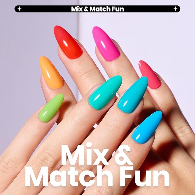 Beetles Neon Nail Polish Set - Quick Dry Nail Polish Kit 12 Colors Hot Pink Green Blue Yellow Red Regular Air Dry Fingernail Polish Pack for Women Christmas Gift Beetles Cocktails 12 Colors