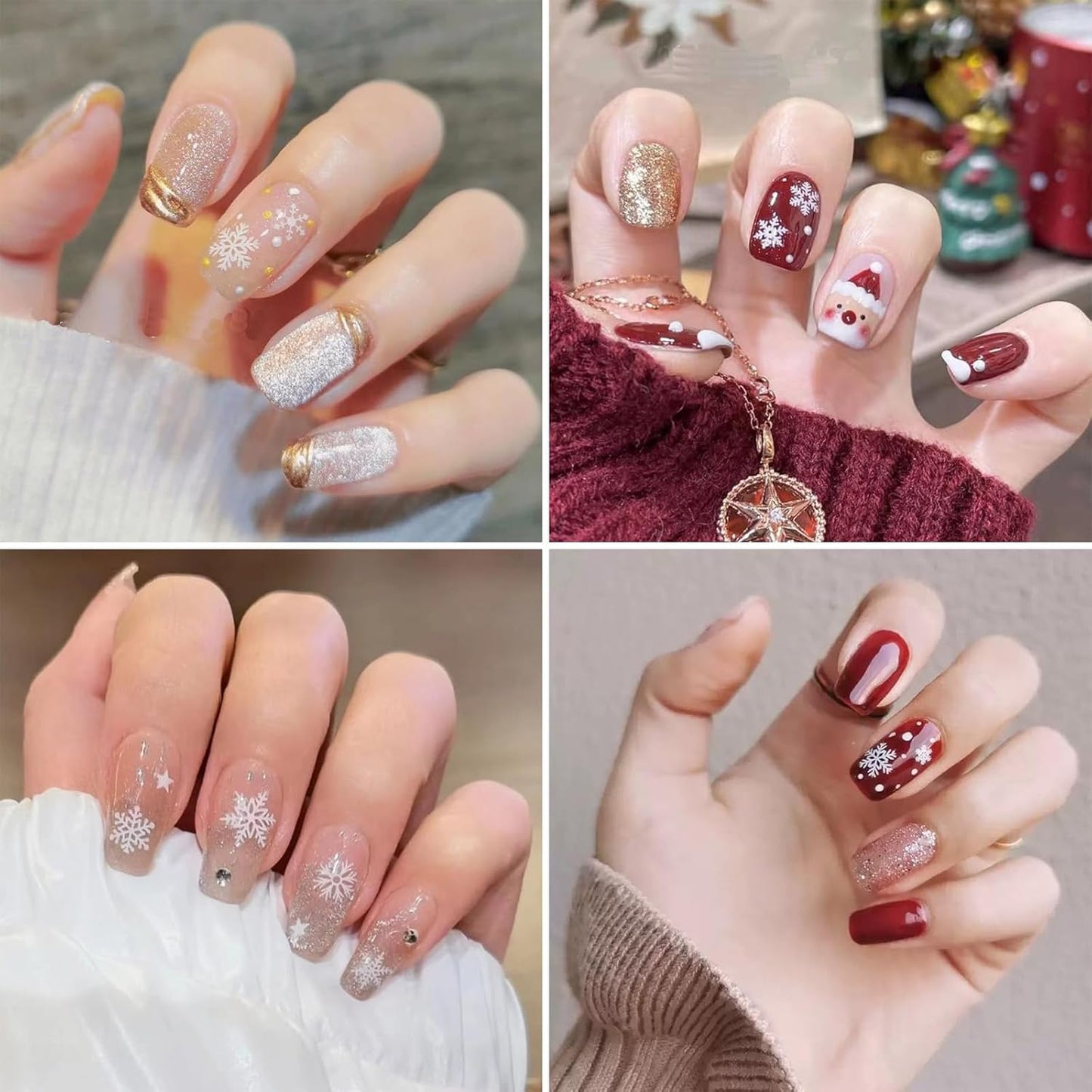 30 Sheets Snowflake Nail Stickers Decals 3D Self-Adhesive White Christmas Nail Art Stickers Santa Claus Elk Snowmen Nail Supplies New Year DIY Nail Decals Accessories