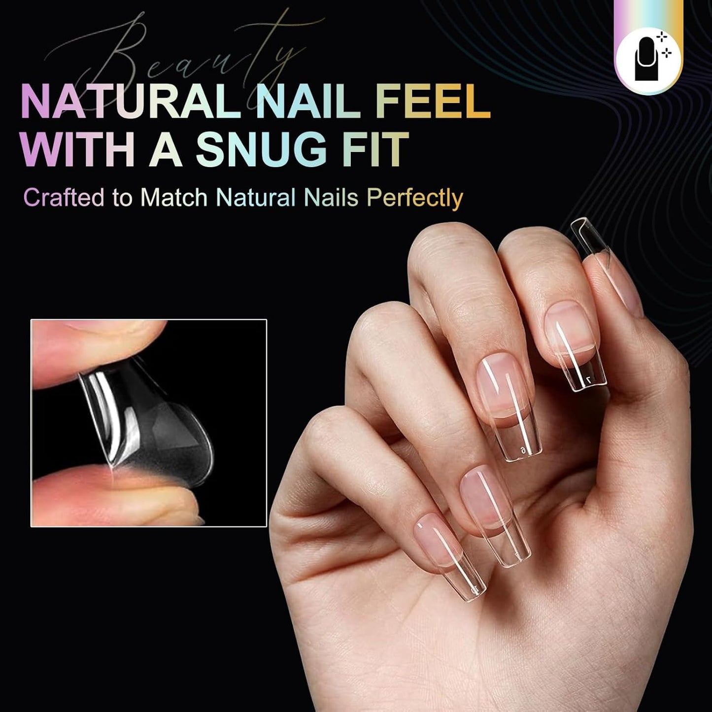 Medium Square Nail Tips 240Pcs Square Press on Nails Pre-shape Clear Soft Gel Nails Tips for Full Cover Acrylic French False Nails For Nail Extension, Home DIY Nail Salon 12 Sizes False Tips