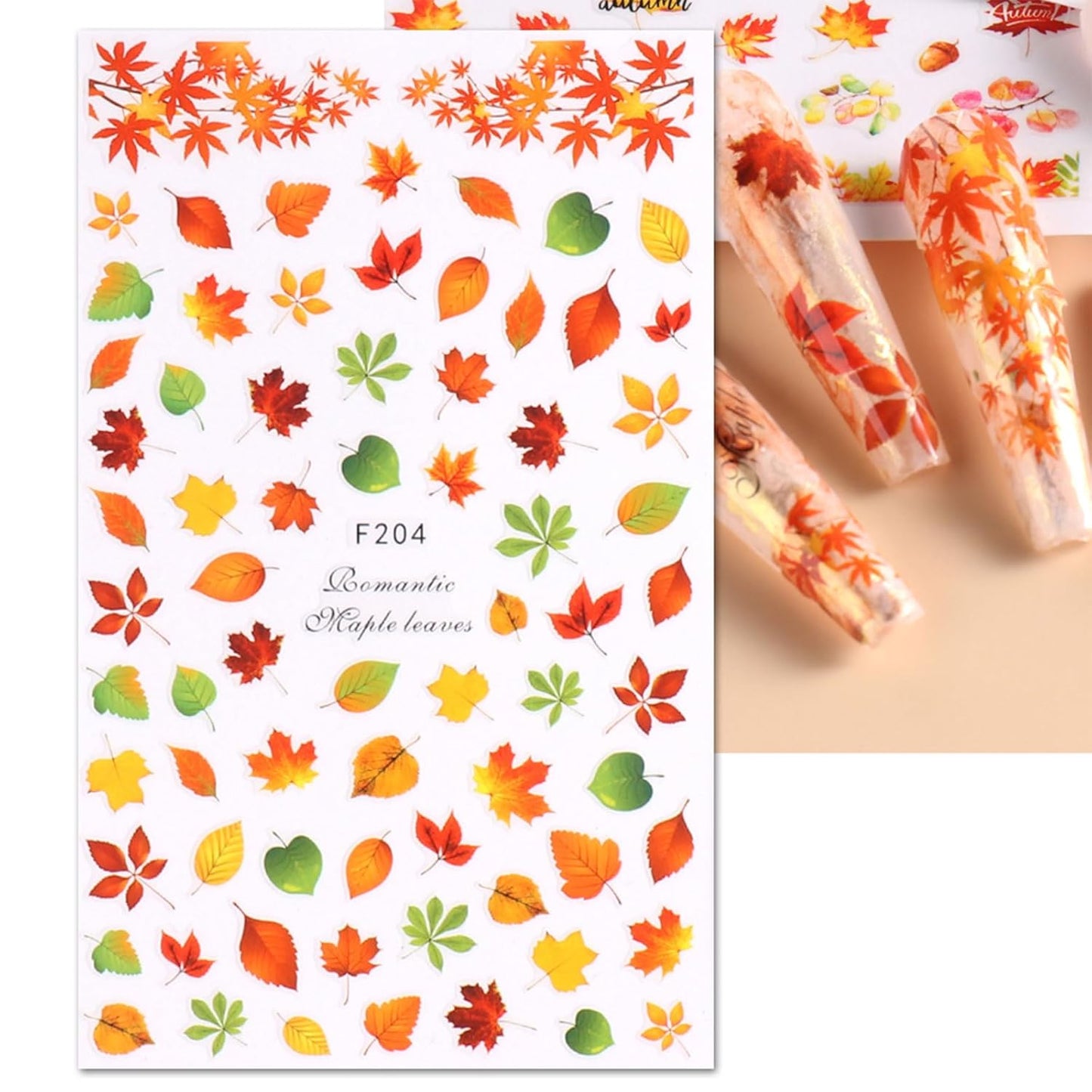 JMEOWIO 9 Sheets Fall Nail Art Stickers Decals Self-Adhesive Autumn Pumpkin Maple Leaf Nail Supplies Nail Art Design Decoration Accessories