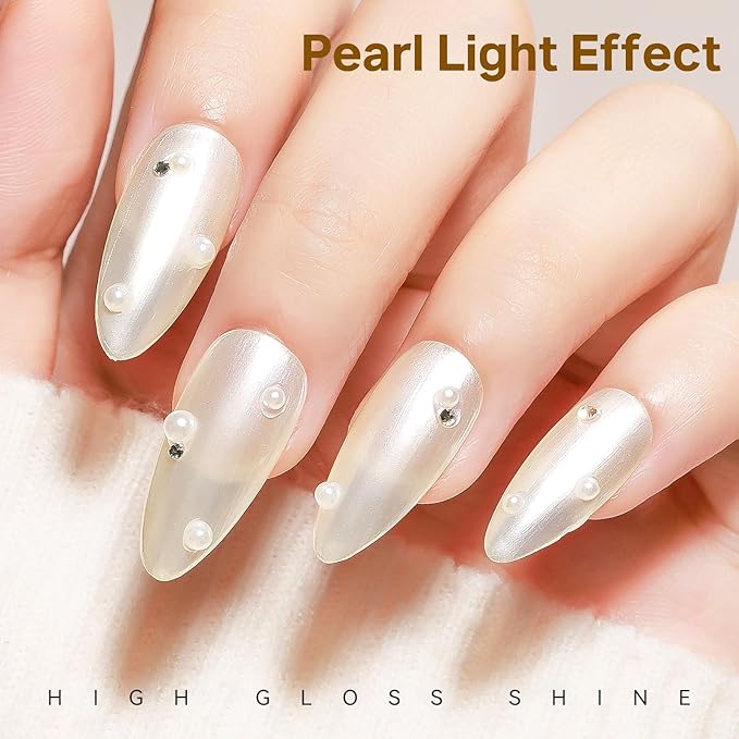 MIZHSE Pearlescent Milky White Nail Polish, Quick Dry Creamy White Pearl Nail Polish, Air Fast Drying 15ml Nail Lacquer Non Gel Oil-based Nail Art Manicure Home DIY