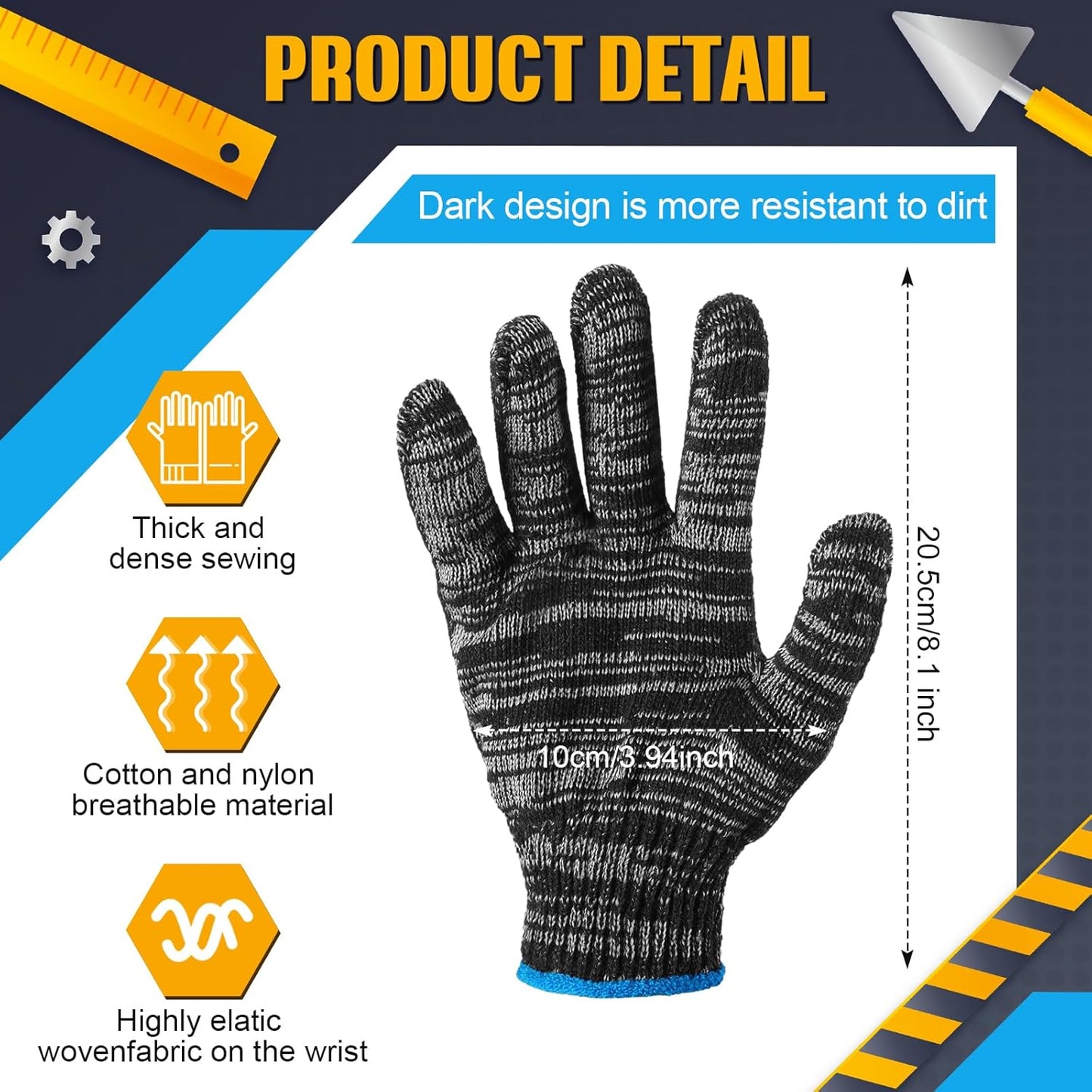 Sureio 100 Pairs Cotton Gloves Hand Cotton Liners Safety Knitted Polyester Gloves for BBQ Roping Men Women