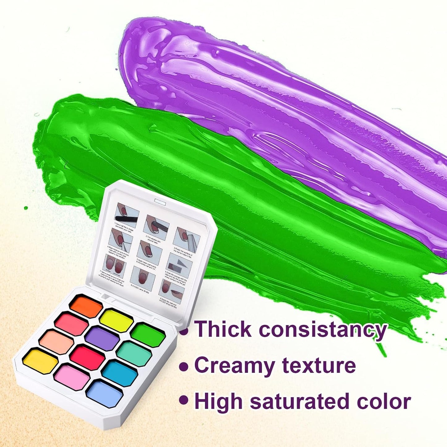 Gradient Painting Gel Set, 24 Bright Neon&Almond Nude Colors Ombre Gel Nail Polish for Pigment Pat Nail Gel Kit, Silky Texture, French Manicure DIY Nail Art, No-wipe Soak of UV