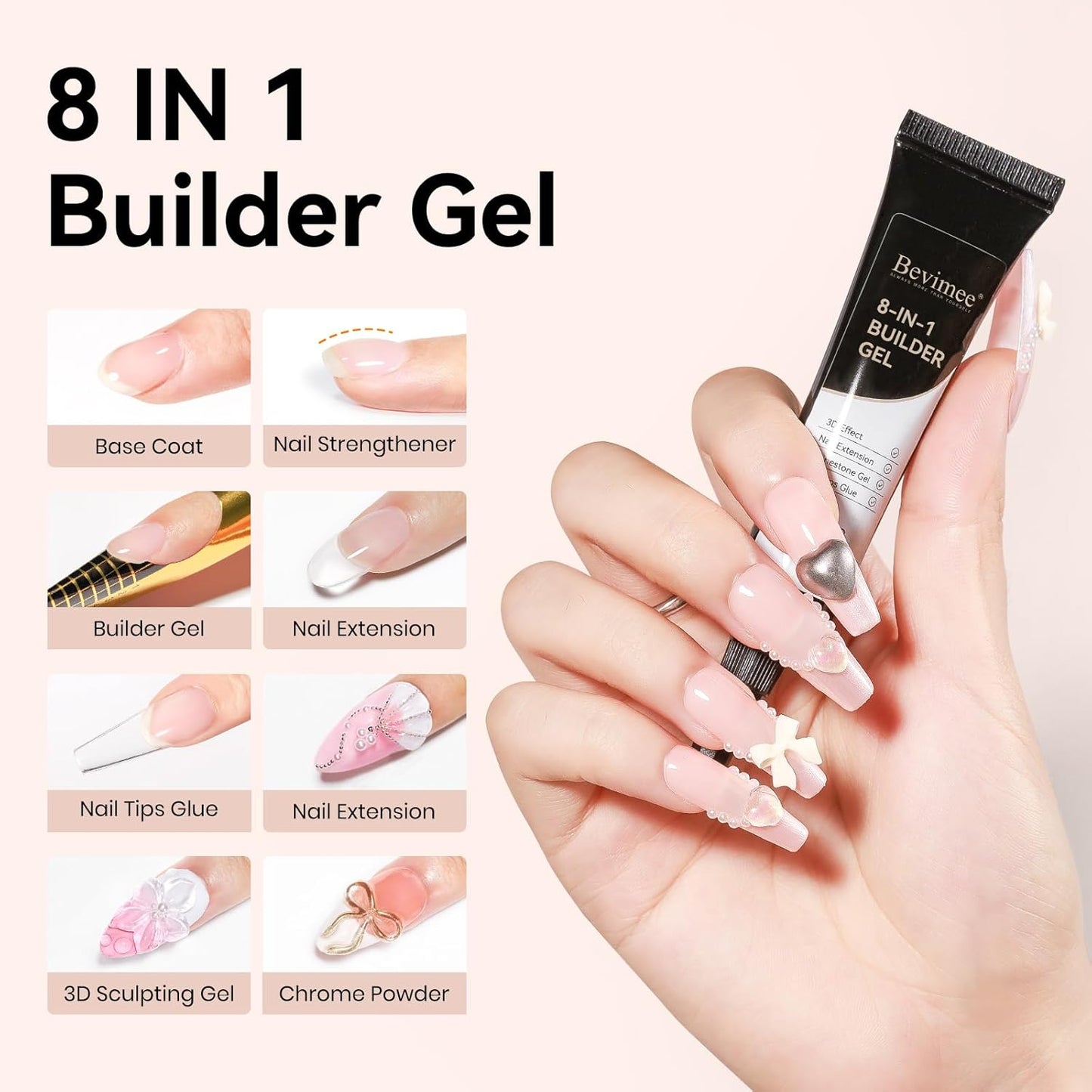 Solid Builder Gel for Nails and 15ml Builder Gel, Molding Gels for Nails Clear Non-Stick Hand For Modeling, Sculpture, Nail Extension UV/Led Manicure DIY At Home
