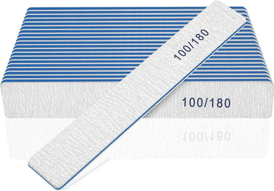Nail File-Nail Files for Acrylic Nails 100/180 Grits, 12 PCS Double Sided Emery Boards for Acrylic and Natural Nails, Professional Manicure Tools for Nail Tech