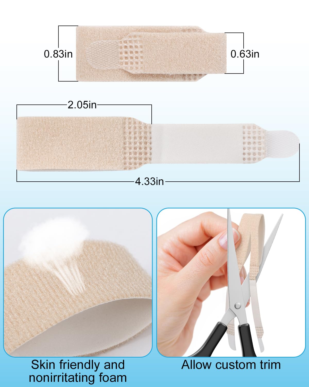 8 Pack Hammer Toe Corrector, Toe Straighteners for Women & Men, Fabric Buddy Wraps for Broken Toes, Hammer Toe Splint for Curled and Bent Toes(skin)