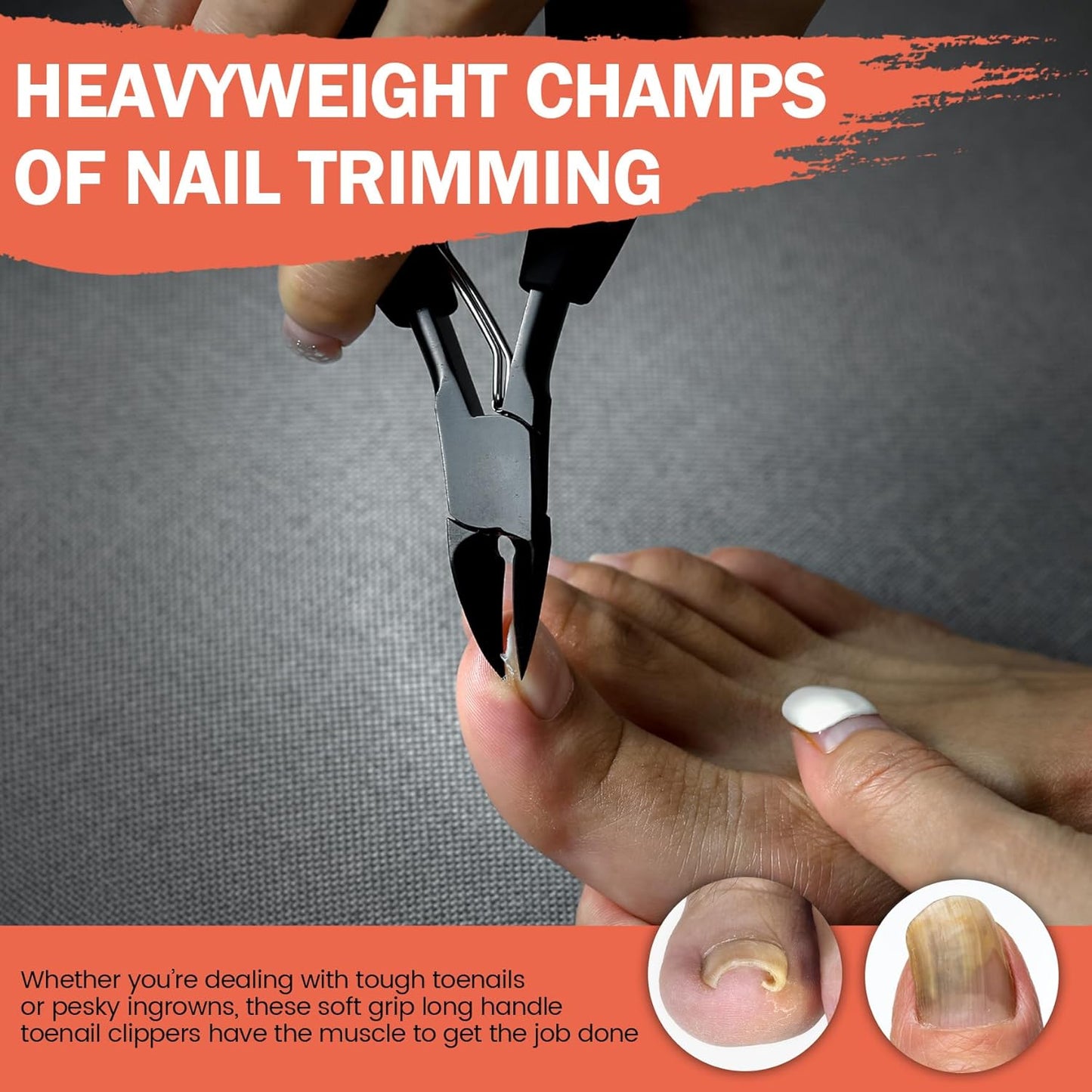 BEZOX Toenail Clippers Kit for Seniors – The Ultimate Solution for Thick & Ingrown Toenails with Curved Head Toe Nails Clippers, Long Handle Toenails Clippers Thick Nails, Nail File & Toenail Lifter