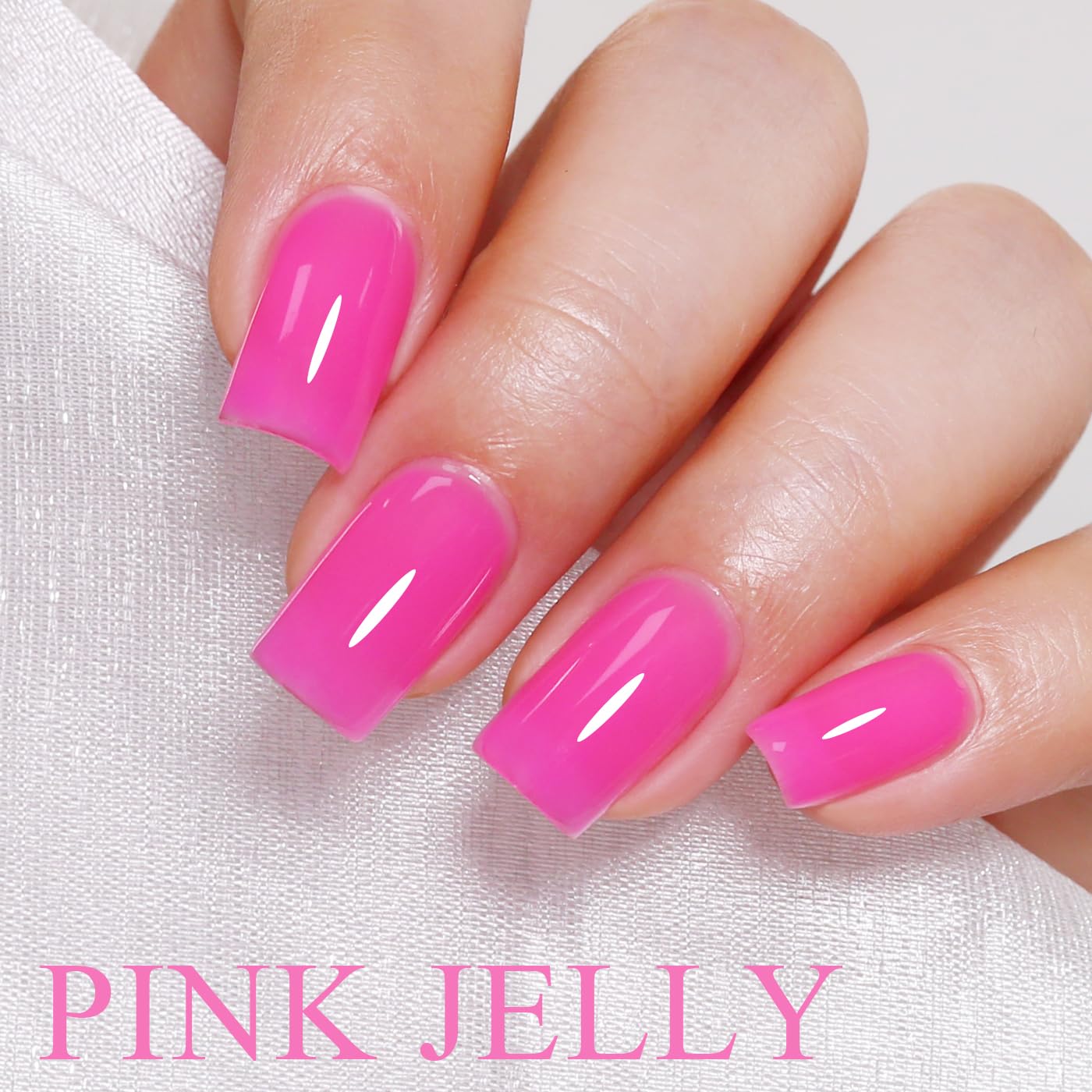 Imtiti Jelly Gel Nail Polish, Hot Pink Sheer Jelly Gel Polish Soak Off UV LED Nail Gel Polish Spring Summer Translucent Gel Polish Nail Art Manicure Salon DIY Design Gel Nail Kit 10ML
