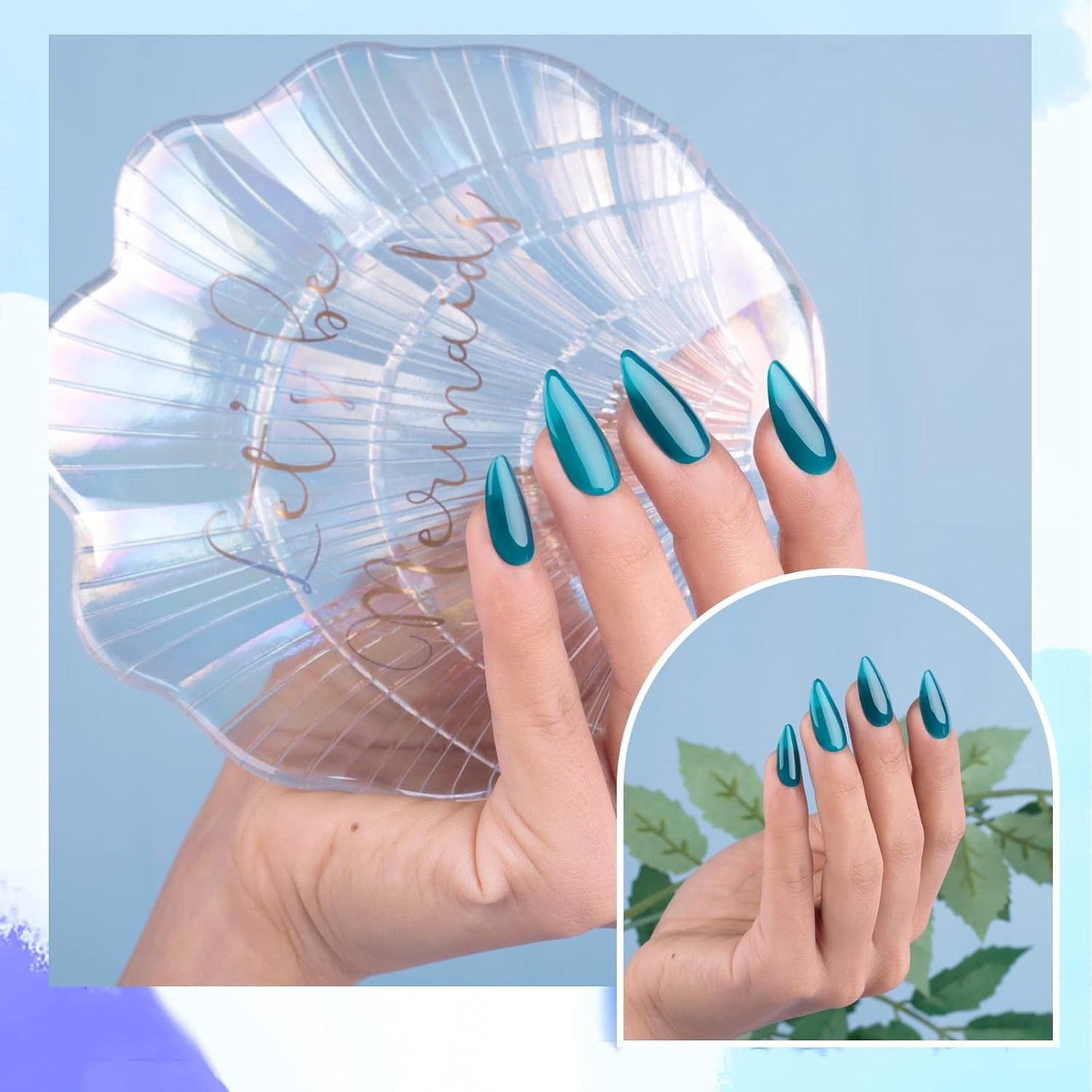 Imtiti Aegean Blue Gel Nail Polish, 0.5 fl oz Translucent Blue Green gel polish Color Soak Off UV Lamp Nail Art Manicure Salon DIY Nail Design Christmas Halloween Decoration
