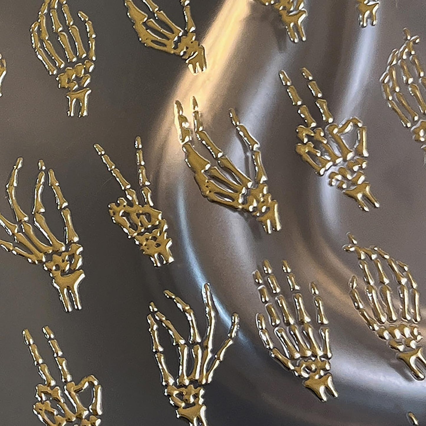 2 Sheets 5D Halloween Nail Stickers for Nail Art Self-Adhesive Embossed Hand Bones Nail Art Stickers Gold Silver Horror Hand Bone Nail Decals Halloween Nail Design Sticker for Women DIY Manicure