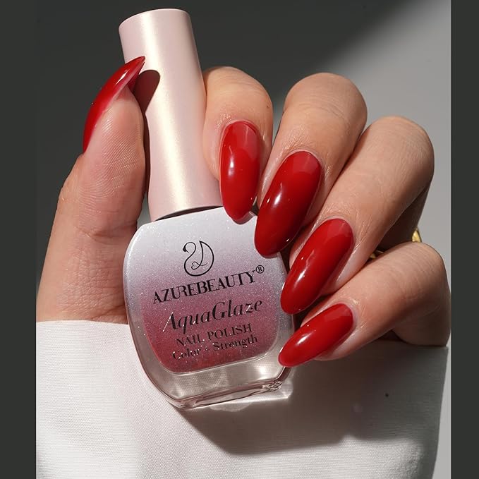 AZUREBEAUTY Dark Red Nail Polish, Burgundy Natural Quick Dry Christmas Nail Strengthening Glossy Finish for DIY Manicure & Nail Art, Salon Quality
